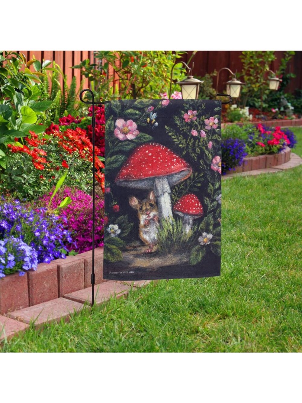 Woodland Mouse Garden Flag Double Sided Spring Mushroom Yard Decor
